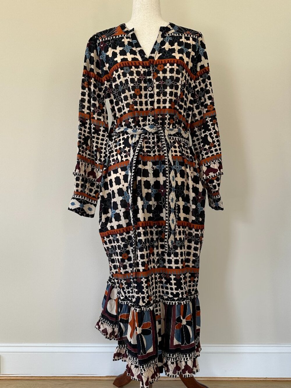 Cleobella Genevieve Dress Multicolor Geometric Print Size M NWT